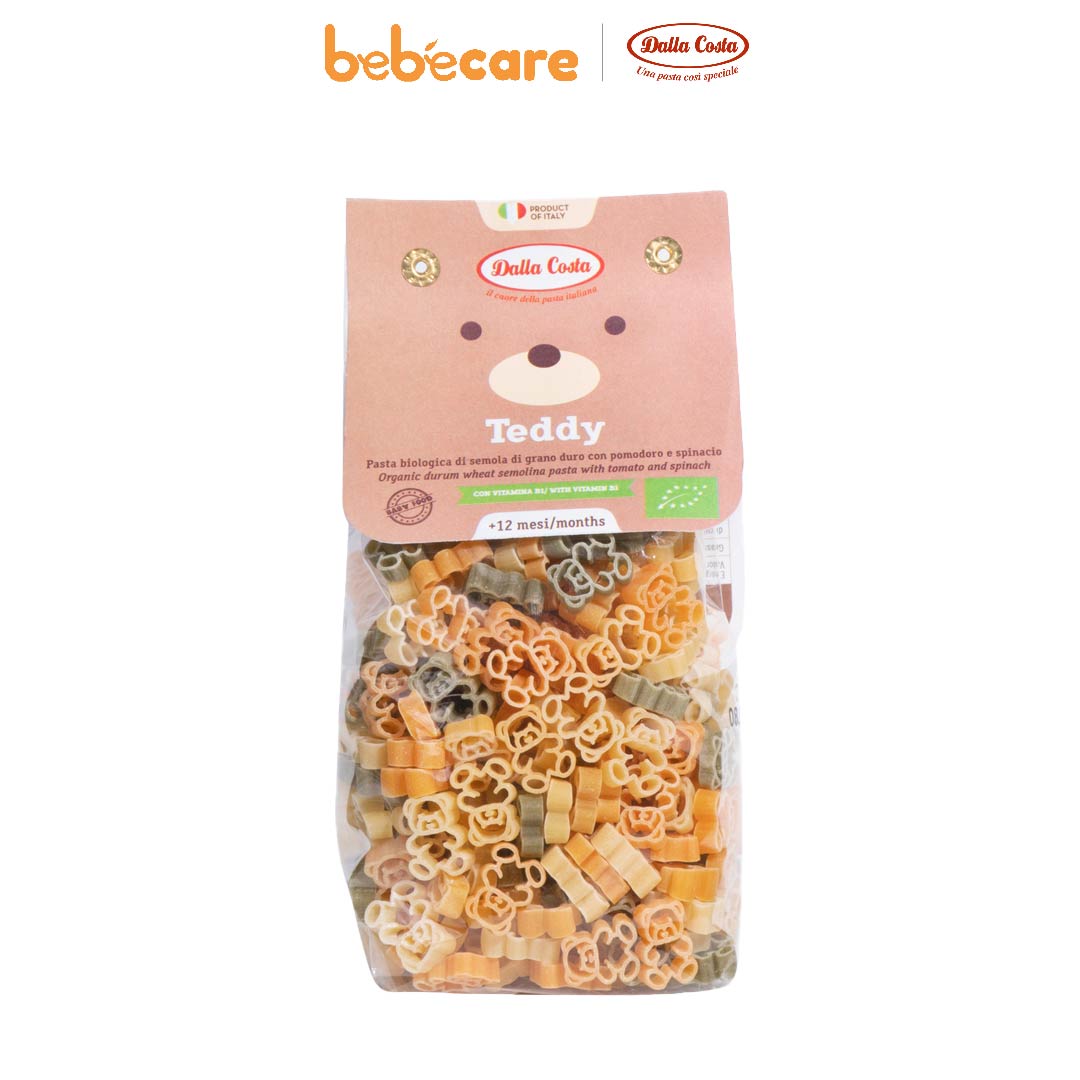 Nui (1080)-Nui Rau Củ Hữu Cơ Cho Bé Hình Gấu Teddy 200g Dalla Costa Organic Baby Pasta Teddy